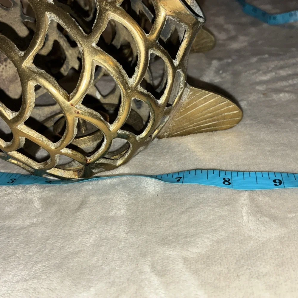 Vintage Rosenthal-Netter Brass Open Scale Hanging Koi Fish Lantern Set (2)‎